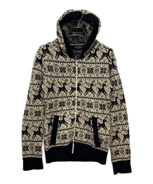 JUNYA WATANABE COMME des GARCONS（(ジュンヤワタナベ コムデギャルソン）JUNYA WATANABE COMME des GARCONS ((ジュンヤワタナベ コムデギャルソン) ジップニットパーカー/AD2005 ホワイト×ネイビー サイズ:下記参照の古着・服飾アイテム