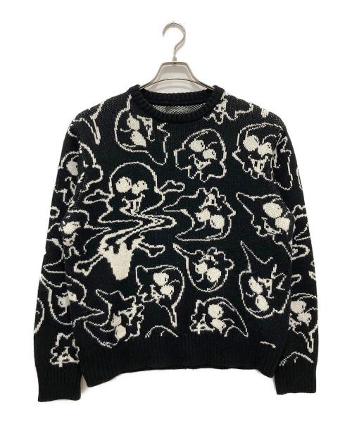 ICE CREAM（アイスクリーム）ICE CREAM (アイスクリーム) BILLIONAIRE BOYS CLUB (ビリオネアボーイズクラブ) 総柄ニット ブラック サイズ:Lの古着・服飾アイテム