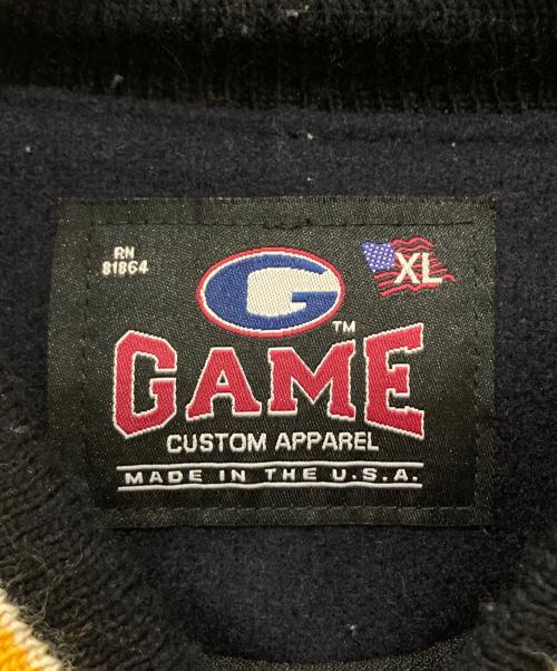 GAME CUSTOM APPAREL（ゲームカスタムアパレル）GAME CUSTOM APPAREL (ゲームカスタムアパレル) スタジャン オレンジ×ネイビー サイズ:XLの古着・服飾アイテム
