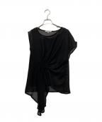 UN3D.アンスリード）の古着「メッシュドレープブラウス」｜ブラック
