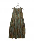 LE GLAZIKル グラジック）の古着「ルグラジック バティック 総柄 ノースリーブワンピース」｜ブルー×ブラウン