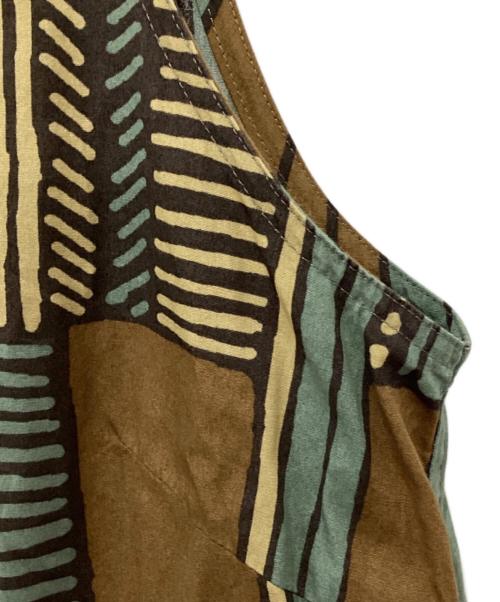 LE GLAZIK（ル グラジック）LE GLAZIK (ル グラジック) ルグラジック バティック 総柄 ノースリーブワンピース ブルー×ブラウン サイズ:36の古着・服飾アイテム