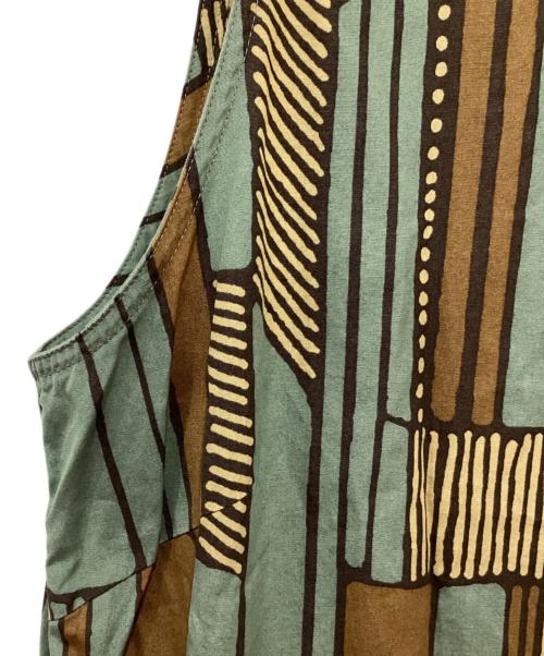 LE GLAZIK（ル グラジック）LE GLAZIK (ル グラジック) ルグラジック バティック 総柄 ノースリーブワンピース ブルー×ブラウン サイズ:36の古着・服飾アイテム