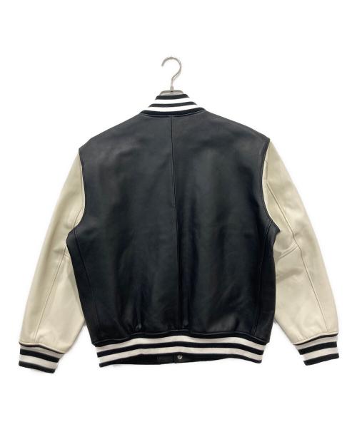 Schott（ショット）Schott (ショット) FULL LETEHER STADIUM JACKET ブラック×ホワイト サイズ:Lの古着・服飾アイテム
