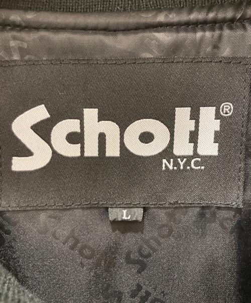 Schott（ショット）Schott (ショット) FULL LETEHER STADIUM JACKET ブラック×ホワイト サイズ:Lの古着・服飾アイテム