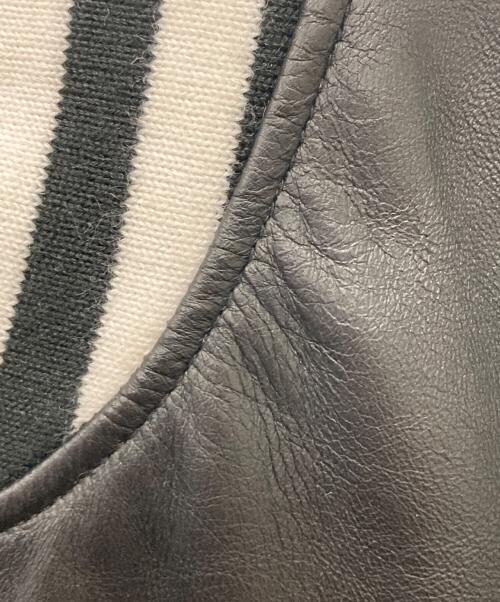 Schott（ショット）Schott (ショット) FULL LETEHER STADIUM JACKET ブラック×ホワイト サイズ:Lの古着・服飾アイテム