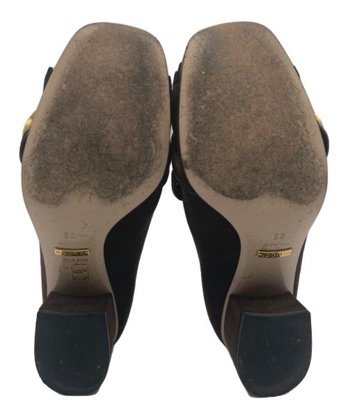 GUCCI（グッチ）GUCCI (グッチ) GGマーモントフリンジヒールスウェードパンプス ブラウン サイズ:35の古着・服飾アイテム