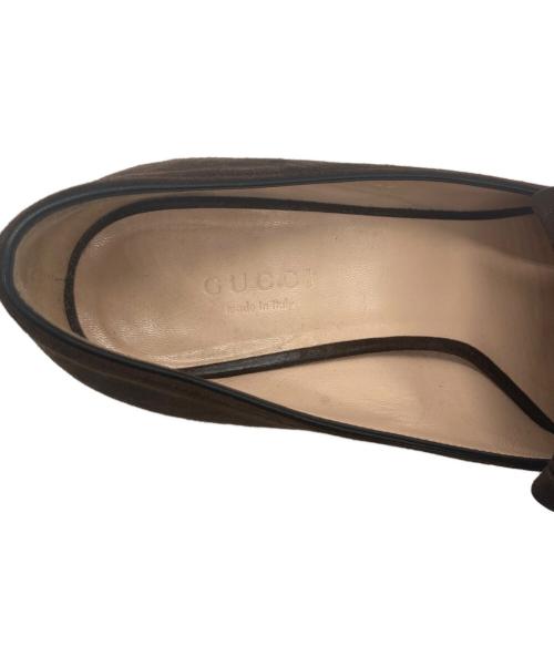 GUCCI（グッチ）GUCCI (グッチ) GGマーモントフリンジヒールスウェードパンプス ブラウン サイズ:35の古着・服飾アイテム