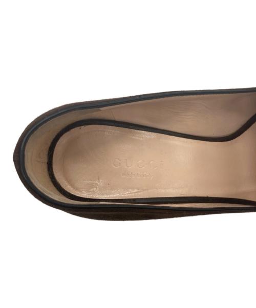 GUCCI（グッチ）GUCCI (グッチ) GGマーモントフリンジヒールスウェードパンプス ブラウン サイズ:35の古着・服飾アイテム