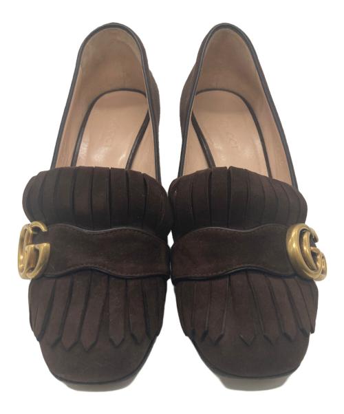GUCCI（グッチ）GUCCI (グッチ) GGマーモントフリンジヒールスウェードパンプス ブラウン サイズ:35の古着・服飾アイテム