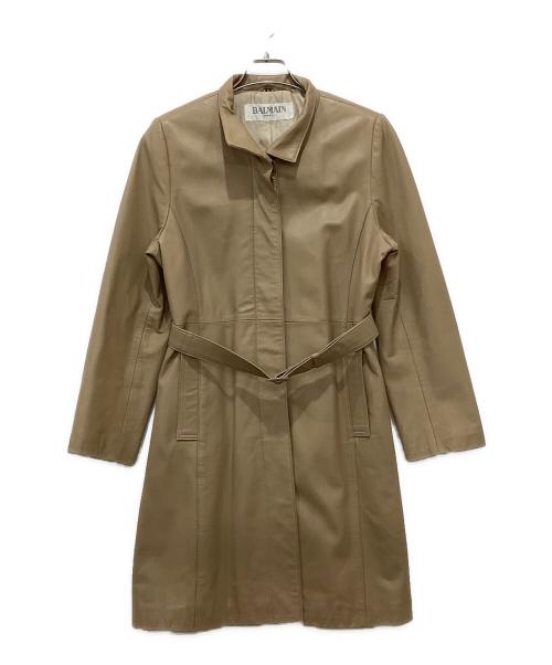 BALMAIN（バルマン）BALMAIN (バルマン) ラムレザーコート ベージュ サイズ:11の古着・服飾アイテム
