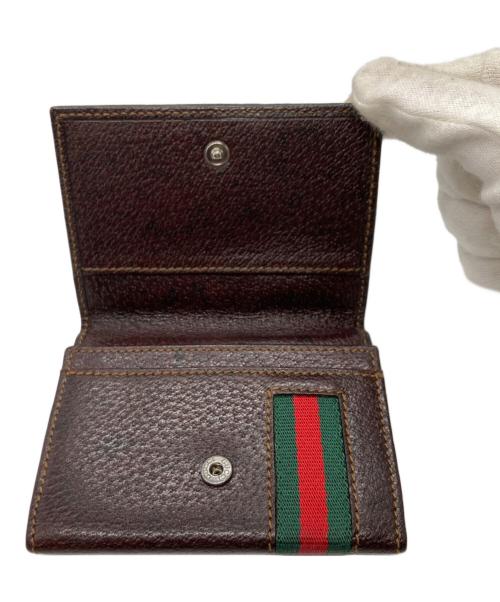 GUCCI（グッチ）GUCCI (グッチ) ウェブライン シェリーラインカードケース ブラウンの古着・服飾アイテム