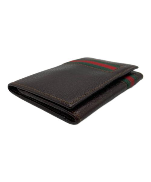 GUCCI（グッチ）GUCCI (グッチ) ウェブライン シェリーラインカードケース ブラウンの古着・服飾アイテム
