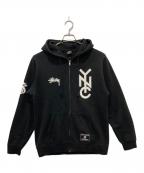 stussyステューシー）の古着「ジップアップパーカー」｜ブラック