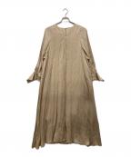 Lourenローレン）の古着「louren Shiny volume sleeve dress」｜ベージュ