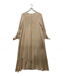 Louren（ローレン）の古着「louren Shiny volume sleeve dress」｜ベージュ