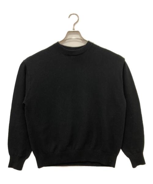 H BEAUTY&YOUTH（エイチ ビューティー&ユース）H BEAUTY&YOUTH (エイチ ビューティー&ユース) バンドルド コットン 5ゲージ クルーネック ニット ブラック サイズ:Ｓの古着・服飾アイテム