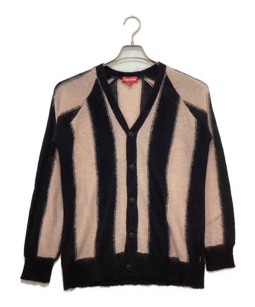SUPREME（シュプリーム）SUPREME (シュプリーム) Striped Mohair Cardigan/13AW ピンク×ブラック サイズ:Mの古着・服飾アイテム