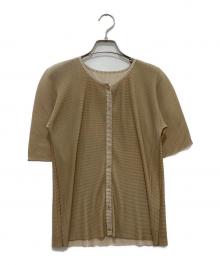 PLEATS PLEASE（プリーツプリーズ）の古着「半袖カーディガン」｜ベージュ