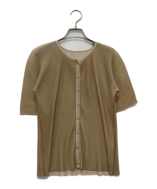 PLEATS PLEASE（プリーツプリーズ）PLEATS PLEASE (プリーツプリーズ) 半袖カーディガン ベージュ サイズ:3の古着・服飾アイテム