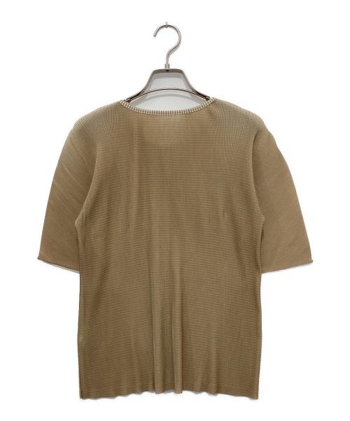 PLEATS PLEASE（プリーツプリーズ）PLEATS PLEASE (プリーツプリーズ) 半袖カーディガン ベージュ サイズ:3の古着・服飾アイテム