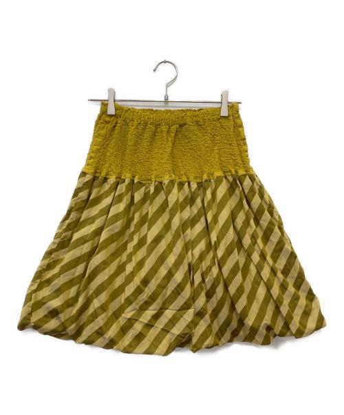 me ISSEY MIYAKE（ミーイッセイ ミヤケ）me ISSEY MIYAKE (ミーイッセイ ミヤケ) 切替スカート イエロー×ベージュ サイズ:下記参照の古着・服飾アイテム