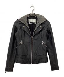 DOMA（ドマ）の古着「フード付レザーライダースジャケット」｜ブラック