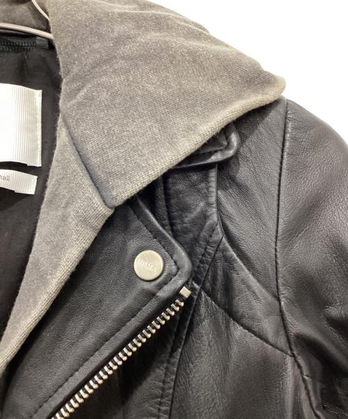 DOMA（ドマ）DOMA (ドマ) フード付レザーライダースジャケット ブラック サイズ:Sの古着・服飾アイテム