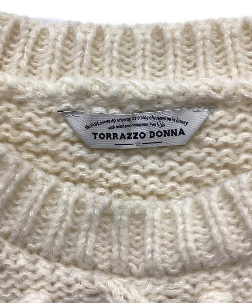 TORRAZZO DONNA（トラッゾドンナ）TORRAZZO DONNA (トラッゾドンナ) ケーブルニット×布帛プルオーバー アイボリー サイズ:Fの古着・服飾アイテム