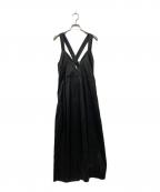 saharaサハラ）の古着「フェイクレザーキャミワンピース」｜ブラック