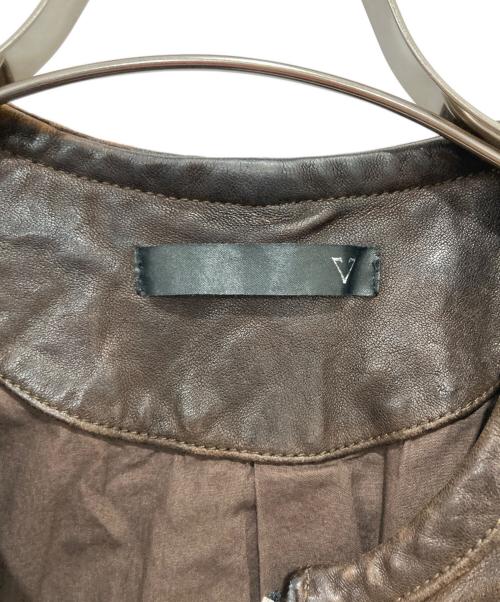 Varde77（バルデセブンティセブン）Varde77 (バルデセブンティセブン) リブ切替レザージャケット ブラウン サイズ:smallの古着・服飾アイテム