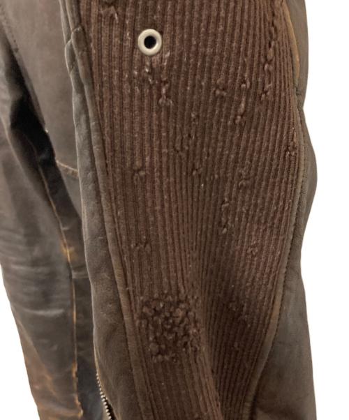 Varde77（バルデセブンティセブン）Varde77 (バルデセブンティセブン) リブ切替レザージャケット ブラウン サイズ:smallの古着・服飾アイテム