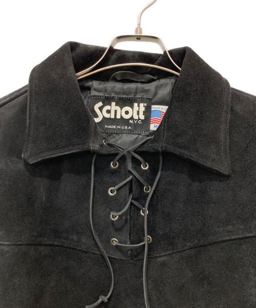 Schott（ショット）Schott (ショット) バイカー スウェードプルオーバージャケット/USA製 ブラック サイズ:Mの古着・服飾アイテム