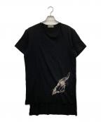 Yohji Yamamoto pour hommeヨウジヤマモト プールオム）の古着「半袖段違いヤギ柄tシャツ」｜ブラック