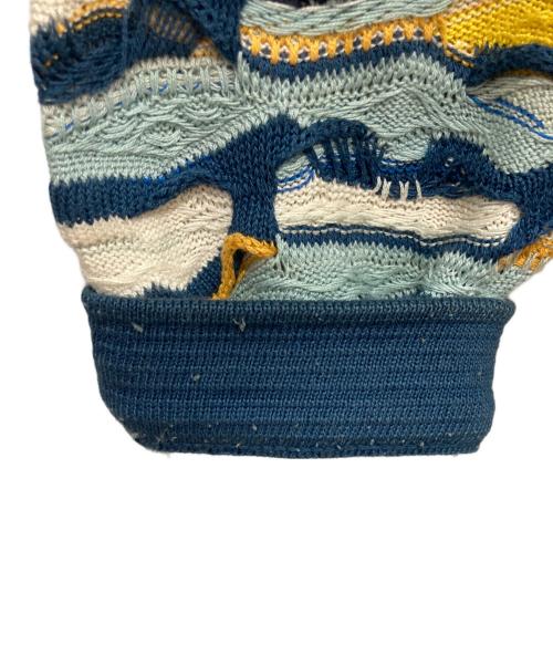 Coogi（クージー）Coogi (クージー) 3Dニットカーディガン ブルー×イエロー サイズ:Lの古着・服飾アイテム