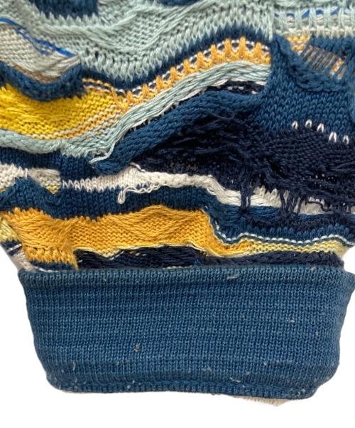 Coogi（クージー）Coogi (クージー) 3Dニットカーディガン ブルー×イエロー サイズ:Lの古着・服飾アイテム