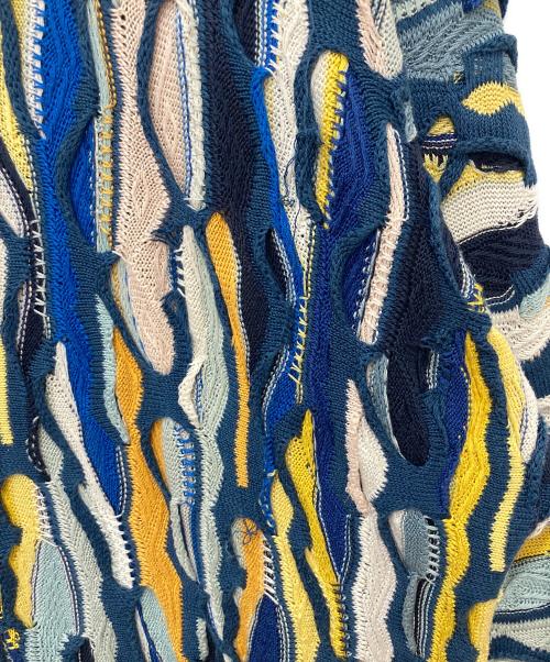 Coogi（クージー）Coogi (クージー) 3Dニットカーディガン ブルー×イエロー サイズ:Lの古着・服飾アイテム