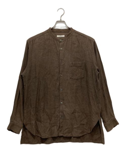 nestrobe confect（ネストローブ コンフェクト）nestrobe confect (ネストローブ コンフェクト) 起毛リネンバンドカラーシャツ ブラウン サイズ:5の古着・服飾アイテム