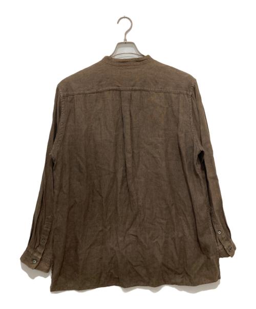 nestrobe confect（ネストローブ コンフェクト）nestrobe confect (ネストローブ コンフェクト) 起毛リネンバンドカラーシャツ ブラウン サイズ:5の古着・服飾アイテム