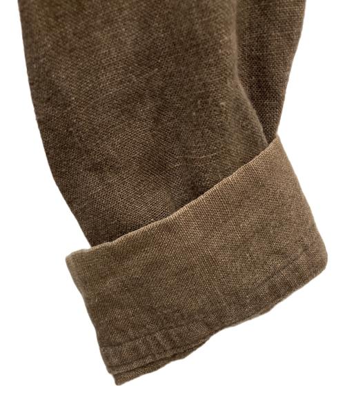 nestrobe confect（ネストローブ コンフェクト）nestrobe confect (ネストローブ コンフェクト) 起毛リネンバンドカラーシャツ ブラウン サイズ:5の古着・服飾アイテム