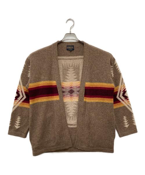 PENDLETON（ペンドルトン）PENDLETON (ペンドルトン) ノーカラーカーディガン ブラウン サイズ:Mの古着・服飾アイテム