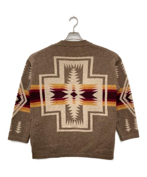 PENDLETON（ペンドルトン）PENDLETON (ペンドルトン) ノーカラーカーディガン ブラウン サイズ:Mの古着・服飾アイテム