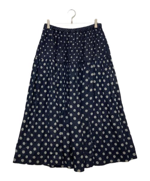 45R（フォーティファイブ・アール）45R (フォーティファイブ・アール) ふわふわ二重織ドットプリントのティアードスカート ネイビー サイズ:　の古着・服飾アイテム