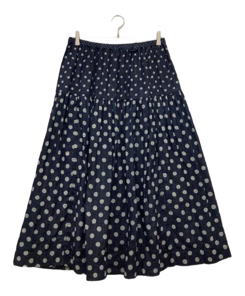 45R（フォーティファイブ・アール）45R (フォーティファイブ・アール) ふわふわ二重織ドットプリントのティアードスカート ネイビー サイズ:　の古着・服飾アイテム