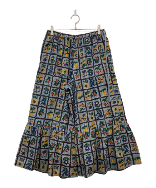 45R（フォーティファイブ・アール）45R (フォーティファイブ・アール) ダンガリーカディフルールシャンブルプリントのラッパーパンツ ネイビー サイズ:2の古着・服飾アイテム