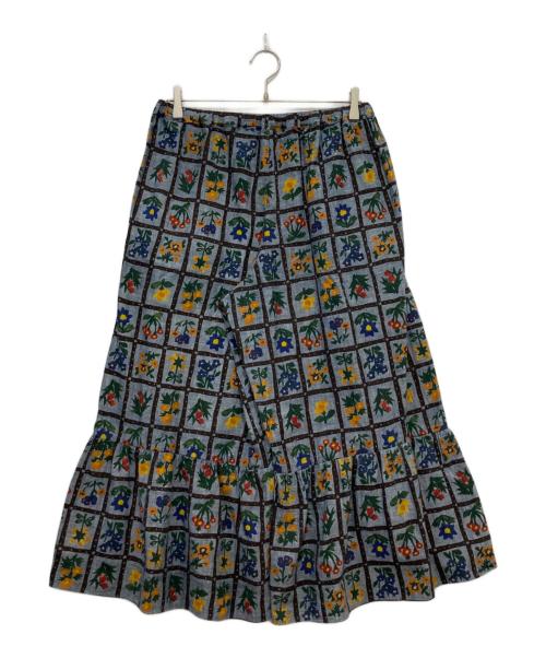 45R（フォーティファイブ・アール）45R (フォーティファイブ・アール) ダンガリーカディフルールシャンブルプリントのラッパーパンツ ネイビー サイズ:2の古着・服飾アイテム