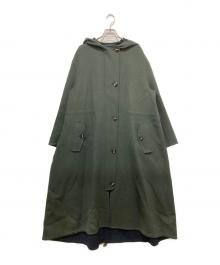 Max Mara WEEK END LINE（マックスマーラ ウイークエンドライン）の古着「ダブルフェイスフーデッドリバーコート」｜オリーブ