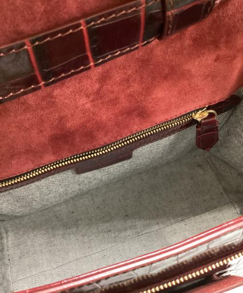 MaxMara（マックスマーラ）MaxMara (マックスマーラ) クロコ型押しショルダーバッグ レッドの古着・服飾アイテム