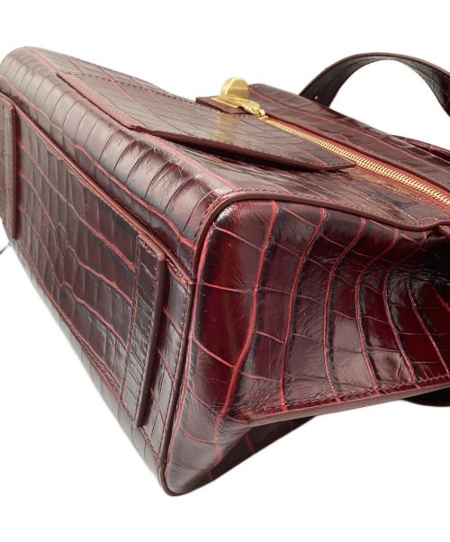 MaxMara（マックスマーラ）MaxMara (マックスマーラ) クロコ型押しショルダーバッグ レッドの古着・服飾アイテム