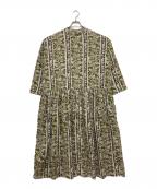45Rフォーティファイブ・アール）の古着「インドストライプフラワーブロックプリントのドレス」｜グレー×オリーブ